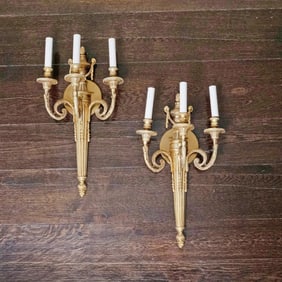 A Pair of Louis XVI Style Two Branch Wall Lights