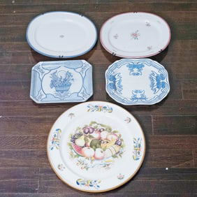 Five Assorted English, French and Italian Faience Platters