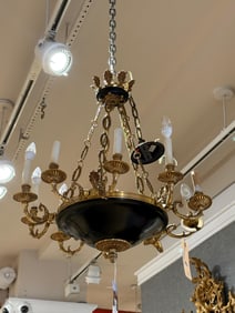 Empire Style Tole Peinte and Gilt Bronze Eight-Light Chandelier