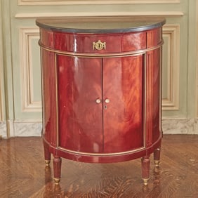 Louis XVI Style Bronze Mounted Mahogany Demilune Cabinet
