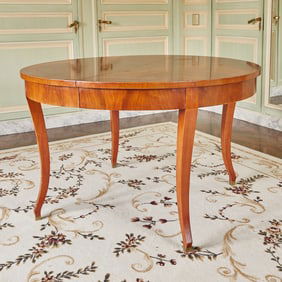 Neoclassic Cherry Wood Dining Table with Two Leaves