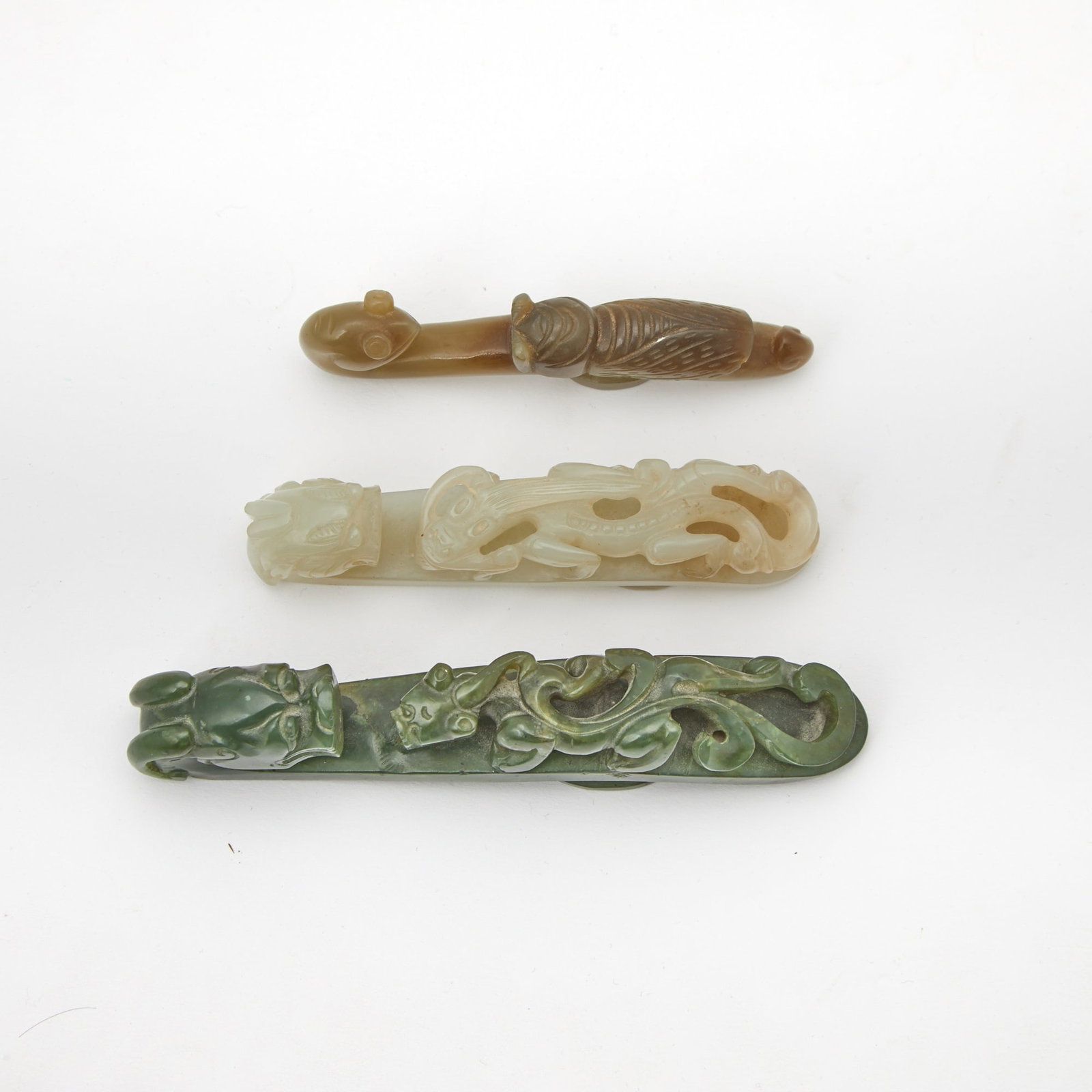 Three Chinese Jade Belt Hooks 19th-20th Century (1 of 3)