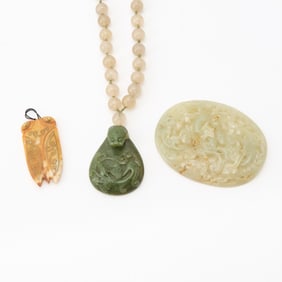 Three Chinese Carved Jade Articles Qing Dynasty and earlier