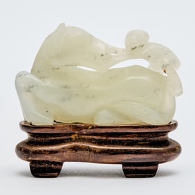 A Chinese Greenish White Jade Figural Carving Ming Dynasty