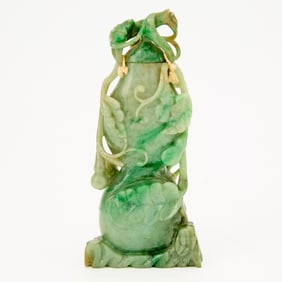 A Chinese Jadeite Vase and Cover 19th Century