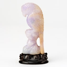 A Chinese Lavender Jadeite Carving of a Parrot Republic Period