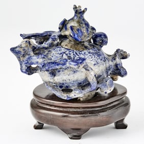 A Chinese Carved Lapis Lazuli Censer and Cover