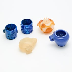 Five Chinese Bird Feeders Qing Dynasty