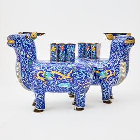 A Pair of Chinese Cloisonne Enamel Incense Burners Qianlong Mark, Republic Period