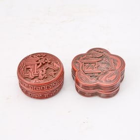 Two Chinese Cinnabar Lacquer Boxes Qing Dynasty