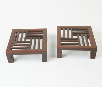 A Pair of Chinese Hardwood Foot Stools Late Qing-Republic Period