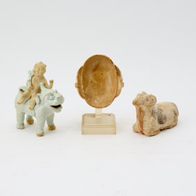 A Group of Three Chinese Pottery Articles Ming Dynasty and earlier