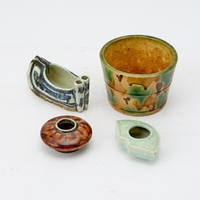 A Group of Four Glazed Porcelain Articles