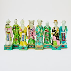 A Group of Eight Chinese Porcelain Immortals 18th Century