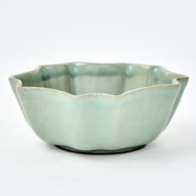 A Chinese Celadon Petal Bowl Possibly Longquan Kiln, Song-Yuan Dynasty