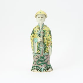 A Chinese Famille Verte Porcelain Figure of an Official 19th Century