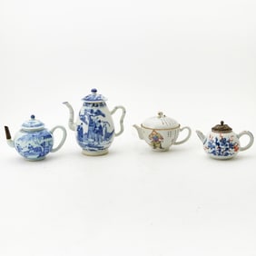 Four Chinese Porcelain Teapots Qing Dynasty
