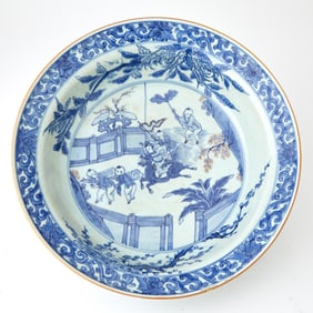 A Chinese Blue and White Porcelain Basin Shunzhi - Kangxi Period