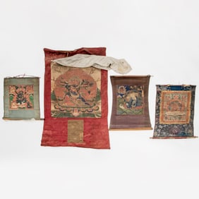 Four Buddhist Thangkas 19th Century