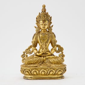 A Sino-Tibetan Gilt Copper Alloy Bodhisattva 19th-20th Century