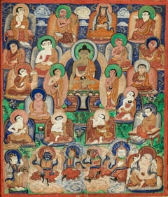 A Mongolian Miniature Buddhist Painting 18th-19th century