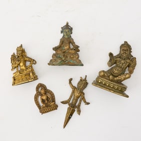 A Group of Chinese and Himalayan Copper Alloy Icons 18th Century and Earlier