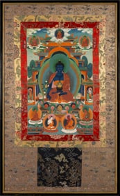 A Good Tibetan Medicine Buddha Thangka 18th-19th century