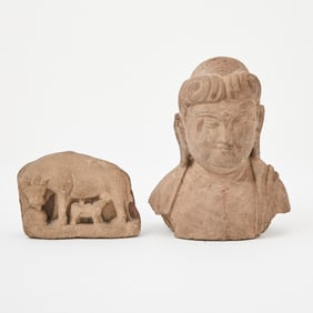 Two South Asian Red Sandstone Carvings 18th century and earlier