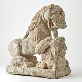An Indian Stone Architectural Carving of a Lion 10th-11th century