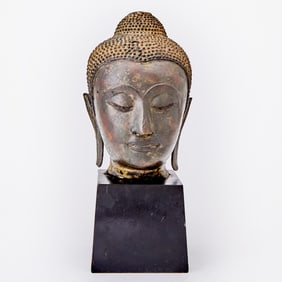 A Thai Bronze Head of Buddha Ayutthaya Period