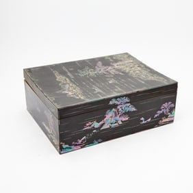 A Large Japanese Ryukyu Style Shell Inlaid Lacquer Box Edo Period