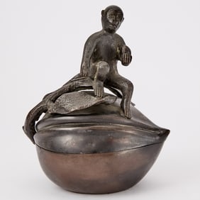 A Japanese Bronze Box and Cover Taisho Period