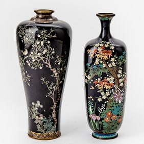 Two Japanese Cloisonne Enamel Vases Meiji-Taisho Period