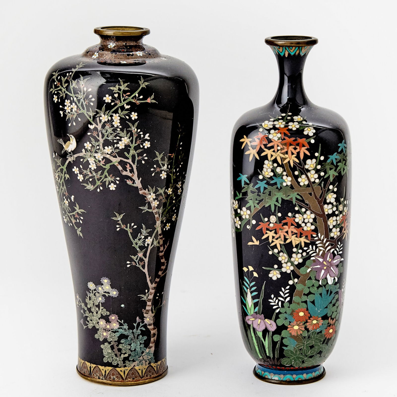Two Japanese Cloisonne Enamel Vases Meiji-Taisho Period (1 of 4)