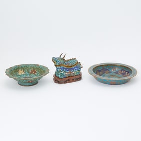 Three Asian Cloisonne Enamel Articles 19th-20th century