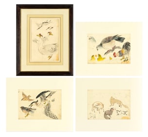 Four Japanese School Illustrations Attributed to Ikada Terukata, 19th Century