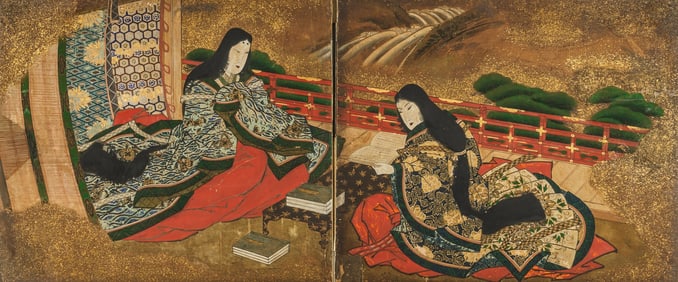 A Japanese Two-Panel Byobu Screen Edo Period