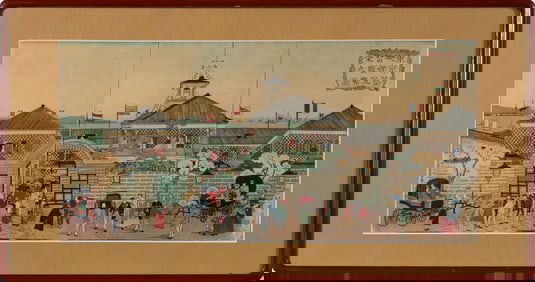 A Japanese Utagawa School Ukiyo-e Triptych 19th Century