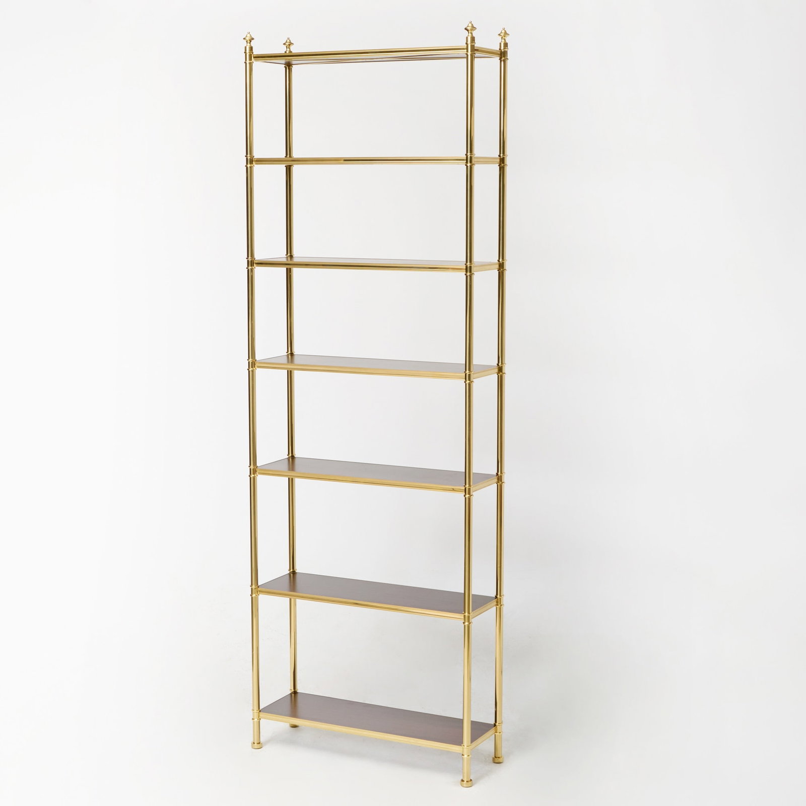 Cole Porter Style Brass and Mahogany Open Bookcase (1 of 6)