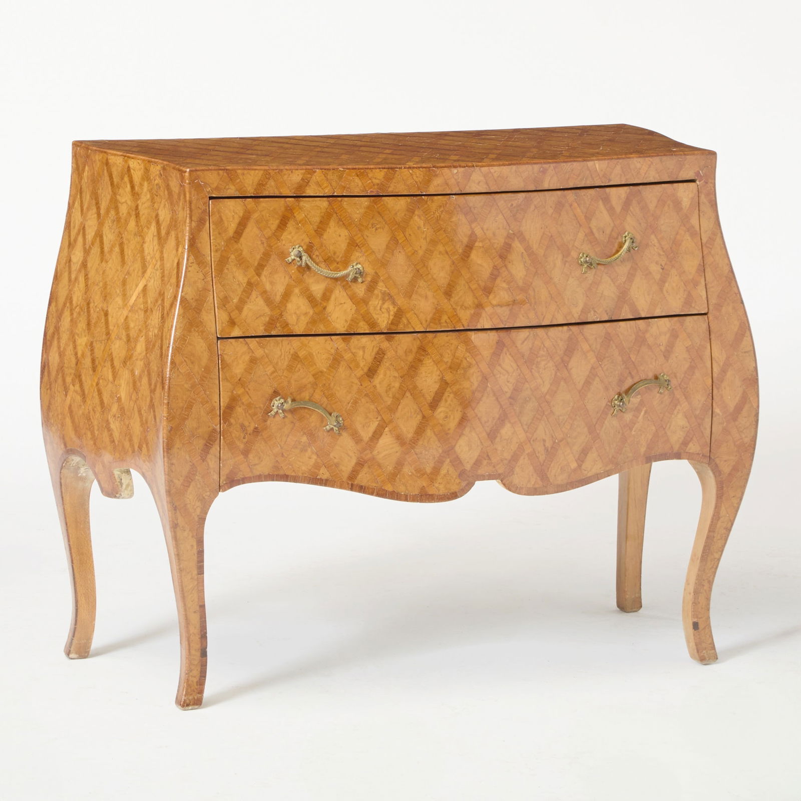 Italian Louis XV Style Marquetry Walnut Bombe Commode (1 of 6)