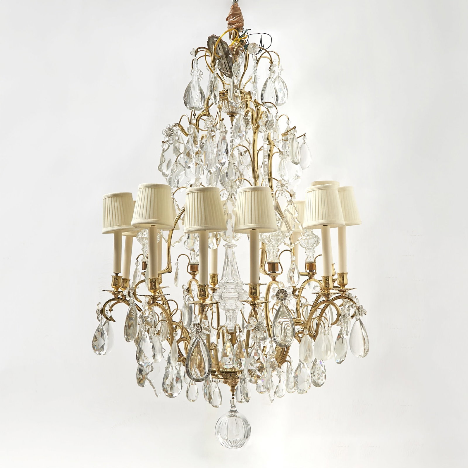 Louis XV/XVI Transitional Style Gilt-Brass and Glass Twelve-Light Chandelier (1 of 3)