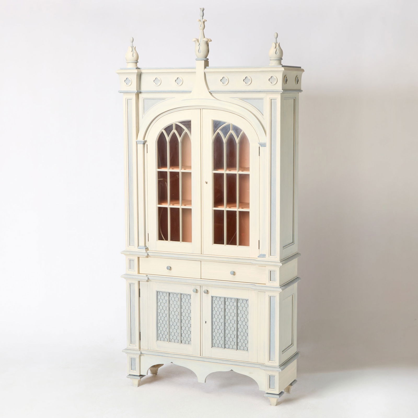 Custom Gothic Style Painted Bookcase Cabinet (1 of 10)