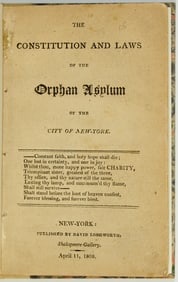 A detailed account of the earliest days of the Orphan Asylum Society of the City of New York