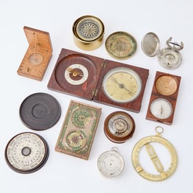 A collection of ten pocket-sized instruments for navigation and timekeeping