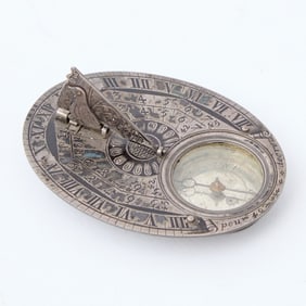 A rare 17th-century silver pocket sundial by Pierre Sevin