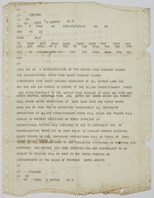 WWII Allied telegram announcing Germany's unconditional surrender
