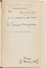 Inscribed from Maugham to collector Vincent Starrett