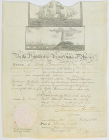 A ship's passport signed by Andrew Jackson