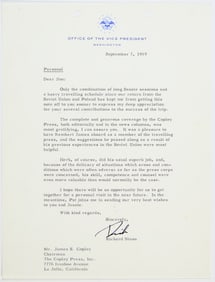 Nixon thanks a conservative newspaperman following the "Kitchen Debate" in the Soviet Union