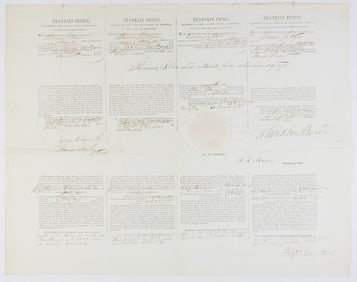 Four language ship's papers signed by Franklin Pierce as President